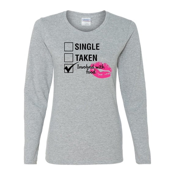 Involved with Food Valentine's Day Women's Long Sleeve Shirt-Sports Grey-XXL