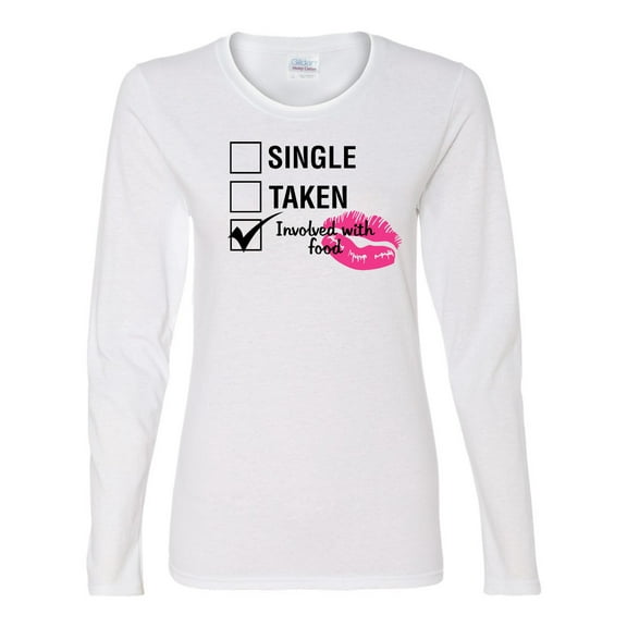 Involved with Food Valentine's Day Women's Long Sleeve Shirt-White-Medium