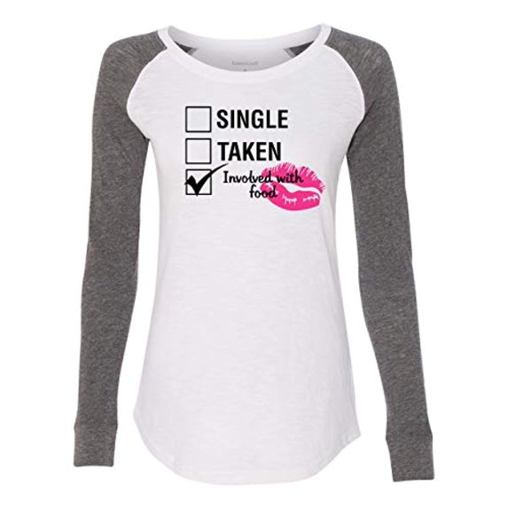 Involved with Food Valentine's Day Women's Raglan Long Sleeve Shirt-White/Granite-XXL