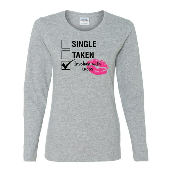 Involved with Tacos Valentine's Day Women's Long Sleeve Shirt-Sports Grey-XL