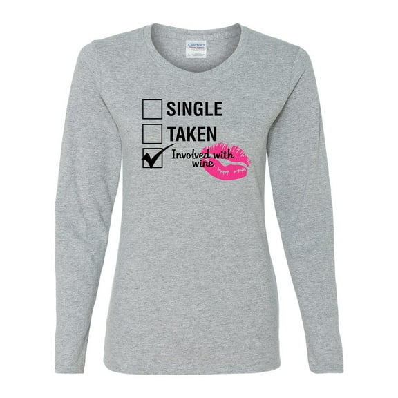 Involved with Wine Valentine's Day Women's Long Sleeve Shirt-Sports Grey-XL