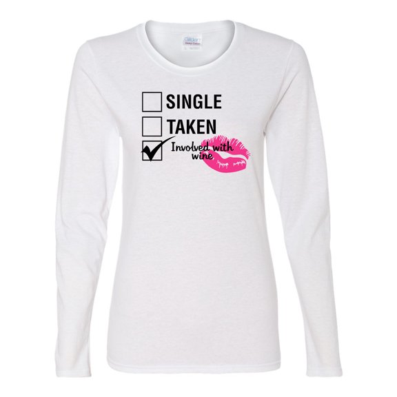 Involved with Wine Valentine's Day Women's Long Sleeve Shirt-White-Large