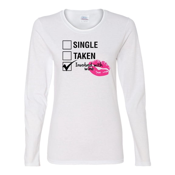 Involved with Wine Valentine's Day Women's Long Sleeve Shirt-White-Medium