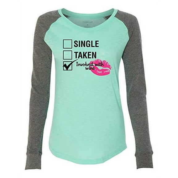 Involved with Wine Valentine's Day Women's Raglan Long Sleeve Shirt-Mint/Granite-Large