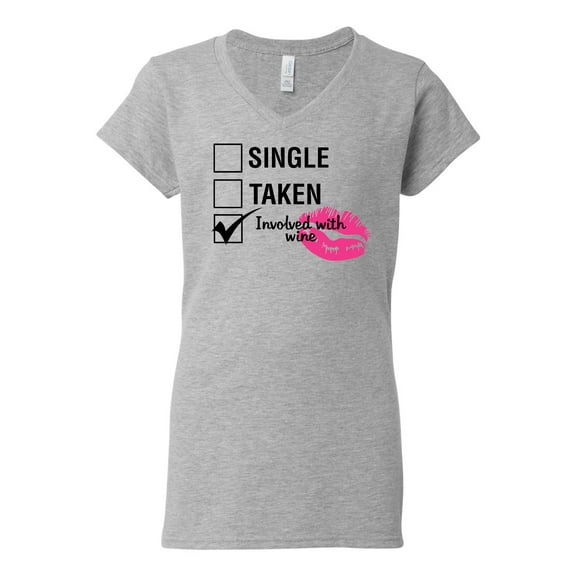 Involved with Wine Valentine's Day Women's V-Neck Shirt-Sports Grey-Small