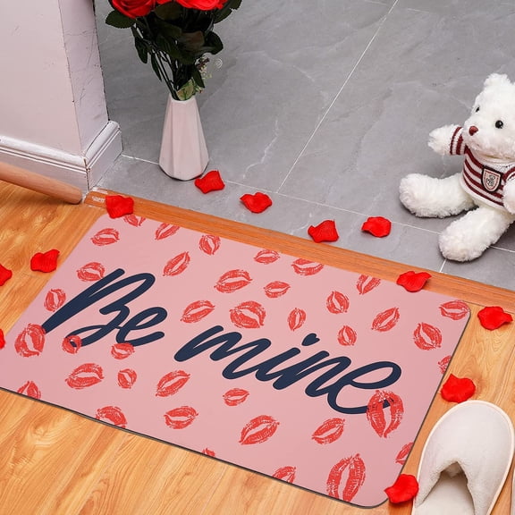 Invuni Be Mine Bath Rugs Non-Slip Durable Rug Memory Foam Soft Valentine¡¯s Day Bath Mats Absorbent Mat for Shower Bathroom 27"x17"