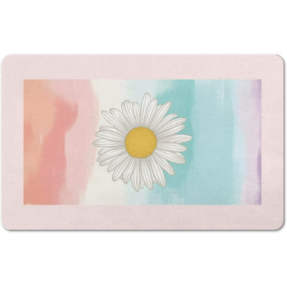 Invuni Daisy Bath Rugs Non-Slip Durable Rug Memory Foam Soft Bath Mats Absorbent Mat for Shower Bathroom 27"x17"