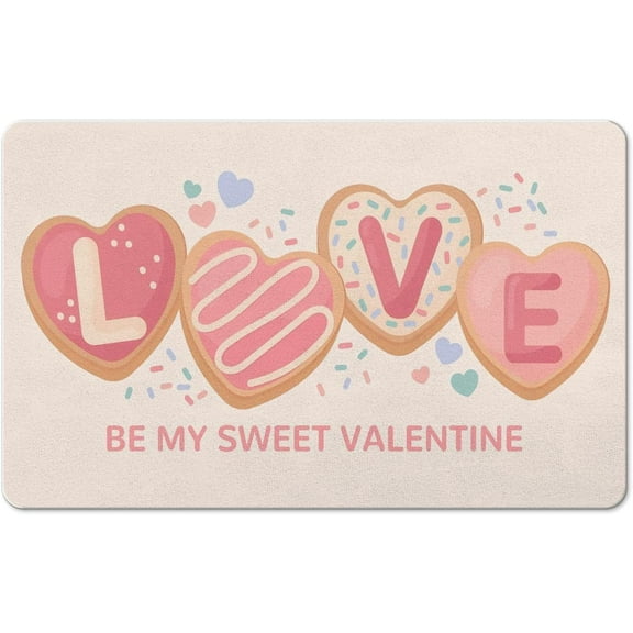 Invuni Be My Valentine Bath Rugs Non-Slip Durable Heart Rug Memory Foam Soft Valentine¡¯s Day Bath Mats Absorbent Love Mat for Shower Bathroom 27"x17"