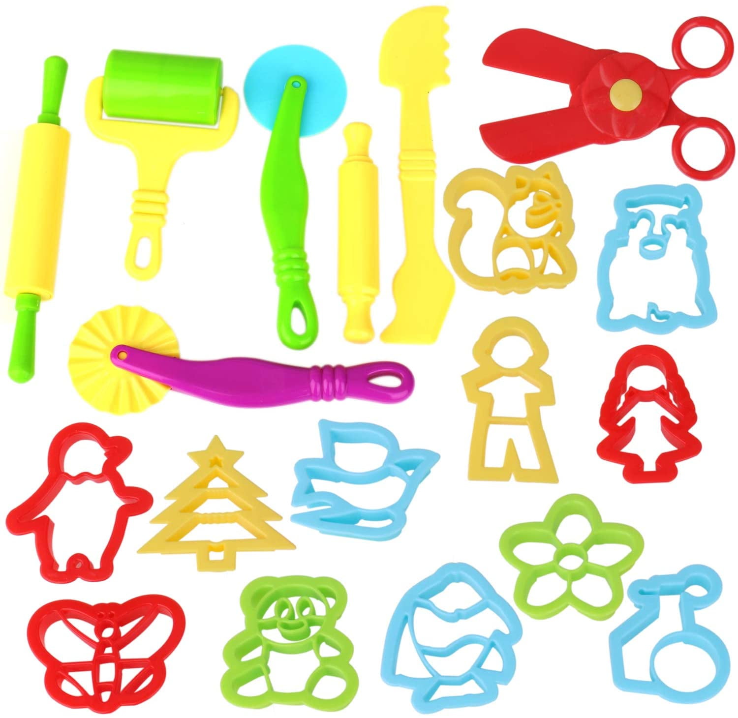 salipt Play Dough Tools for Kids, 40 PCS Playdough Tools Kit Include Dough  Dinosaur Unicorn Animal World Accessory,Molds Rollers Cutters Scissors