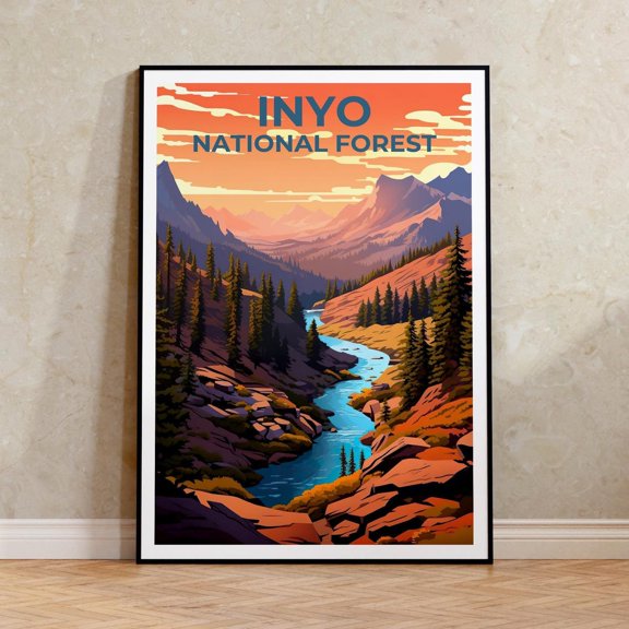 Inyo California Forest Mountain Travel Wall Art Decor Unframed Paper Print