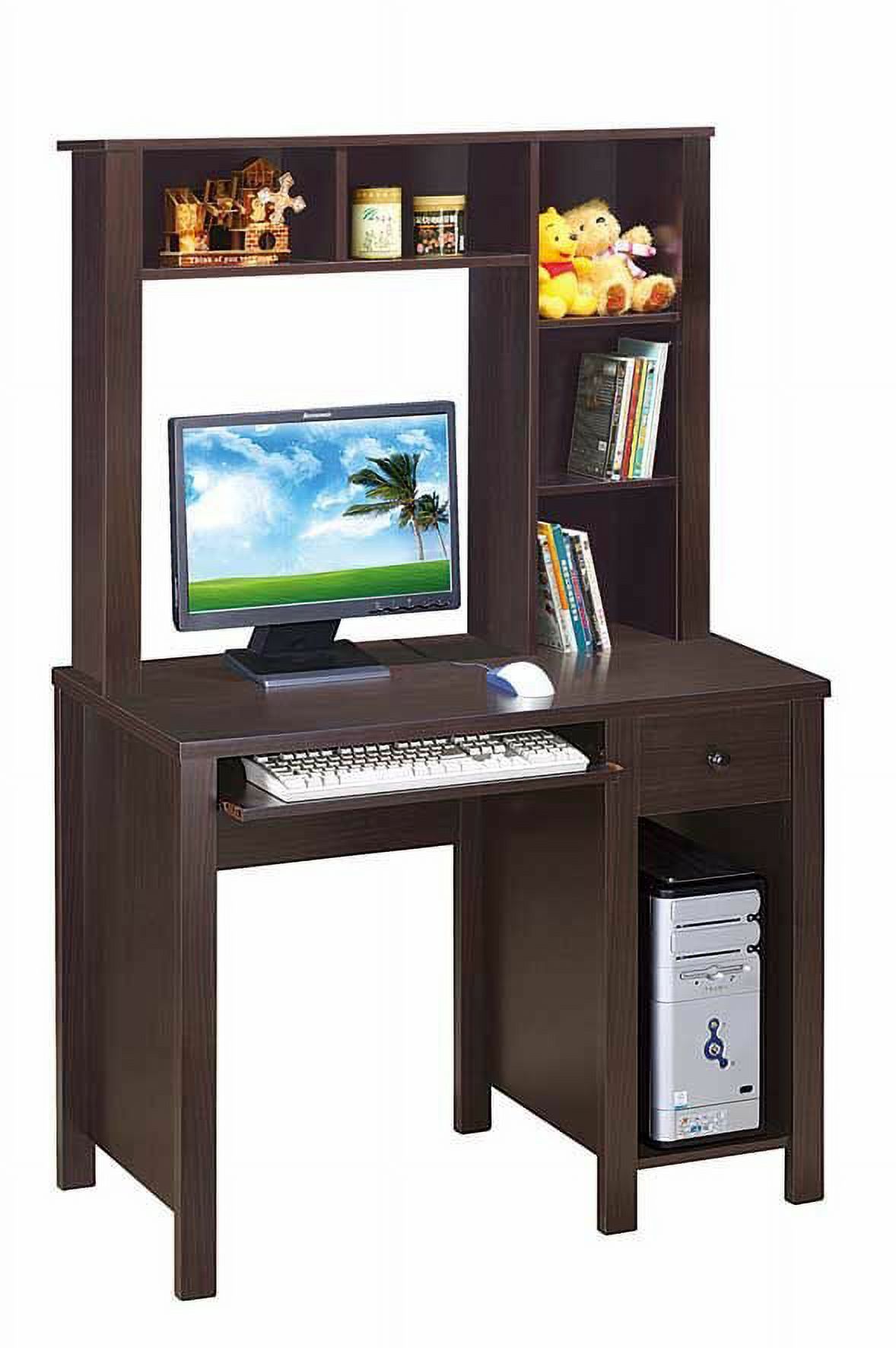 Inyo Computer Desk with Hutch, Keyboard Tray 3" x 24" x 12", Keyboard