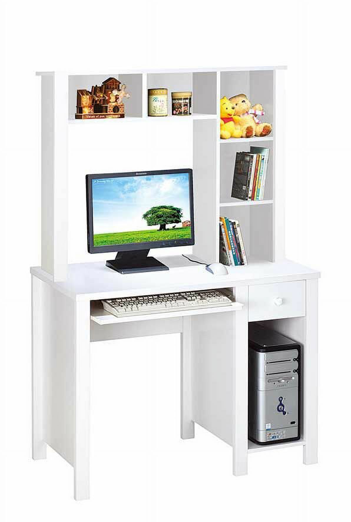 Inyo Computer Desk with Hutch, Keyboard Tray 3" x 24" x 12", Keyboard