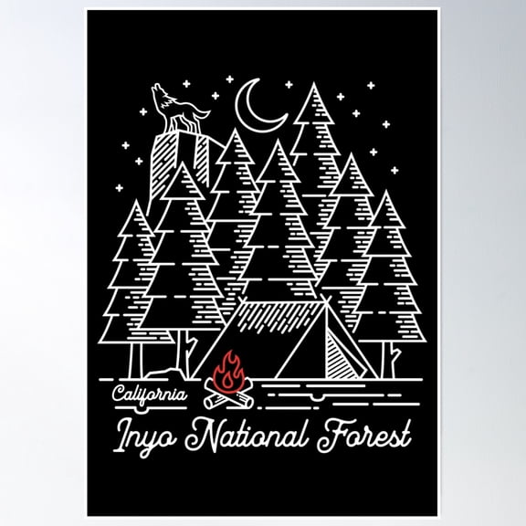 Inyo National Forest Monoline Poster Wall Art, Modern Wall Decor, 8x12 UNFRAMED