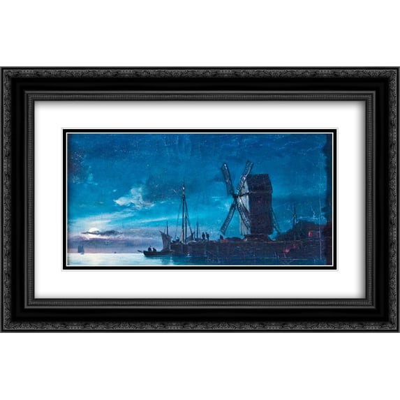Ioannis Altamouras 2x Matted 24x16 Black Ornate Framed Art Print 'Night View'