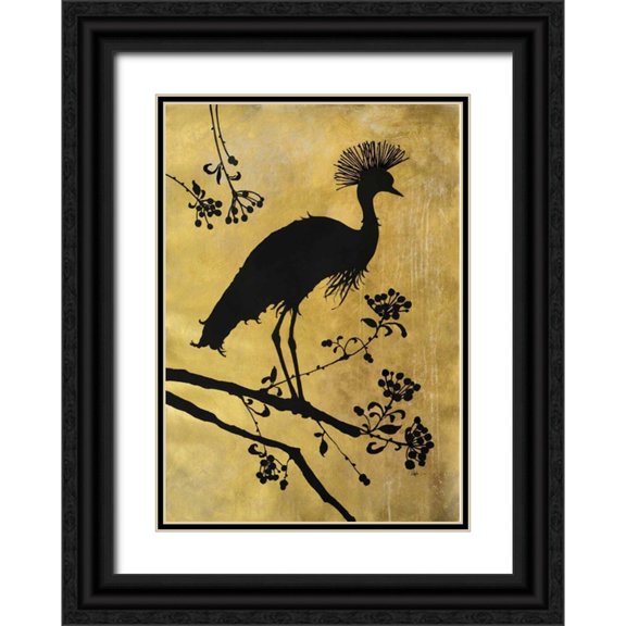 Ioco, Filippo 14x18 Black Ornate Wood Framed with Double Matting Museum Art Print Titled - Golden Crowned Crane