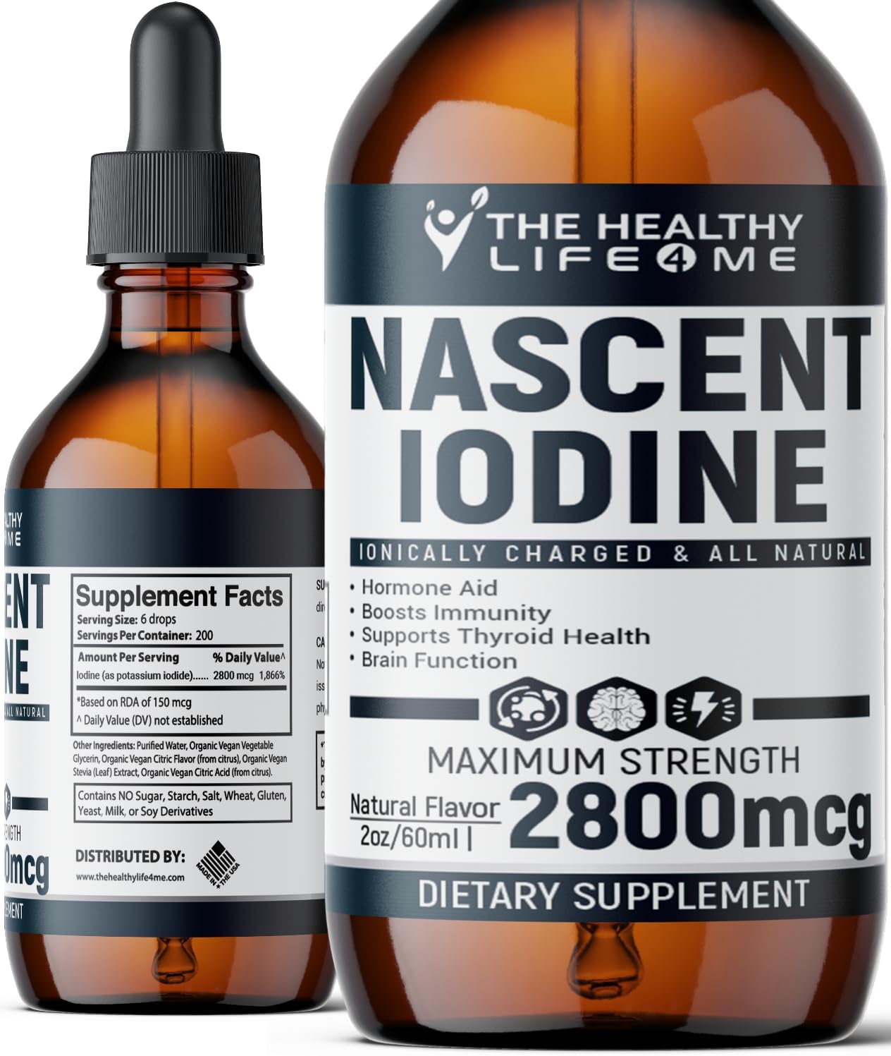 Iodine Organic 2800Mcg Potassium Iodide Iodine Supplement Iodine Drops Vegan Clear