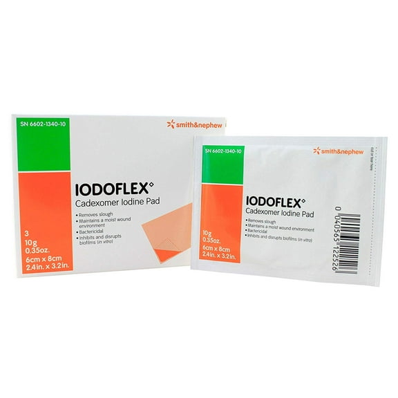 Iodoflex Cadexomer Iodine Gel Pad Dressing 10gm 2-1/8" x 3" 3 Pads/Bx