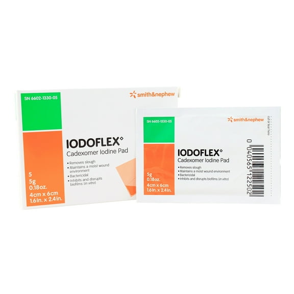 Iodoflex Cadexomer Iodine Pad 1.6" x 2.4" 5gm - Box of 5 Dressings