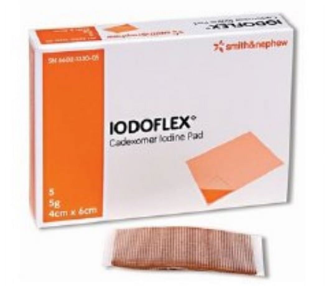 Iodoflex Pad Impregnated Dressing 1-1/2 X 2- 3/8 Inch Gauze Cadexomer Iodine Sterile, 6602133005 - Pack of 5