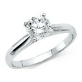 thumbnail image 1 of Ioka - 14K Solid White Gold 1 Ct. Round Solitaire With Stones on Band CZ Engagement Ring - Size 7, 1 of 1