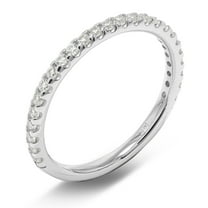 Ioka - 14K Solid White Gold 2MM CZ stones Women's Wedding Band Ring - Size 6.5
