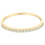 IOKA - 14K Solid Yellow Gold 1.5MM CZ Women's Stackable Half Eternity Wedding Anniversary Ring Band