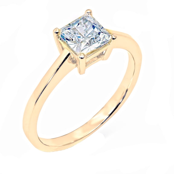 Ioka - 14K Solid Yellow Gold 1 Ct. Princess Cut CZ Engagement Ring - Size 5.5