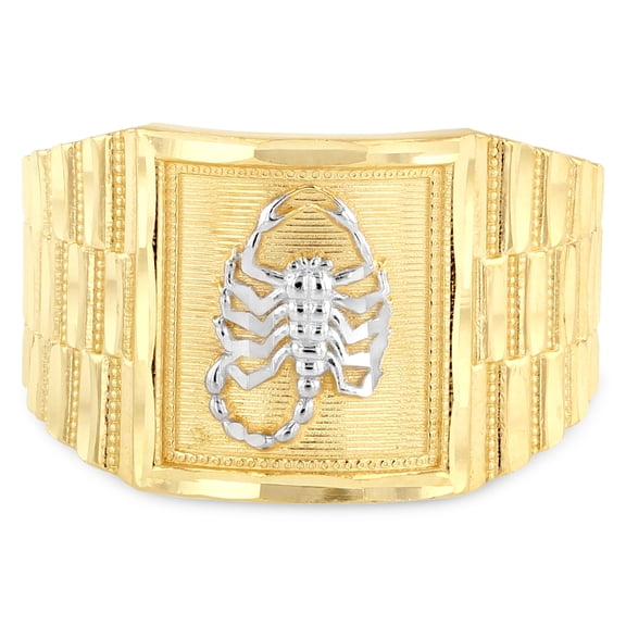 Ioka - 14K Solid Yellow Gold 14MM Scorpion Men's Ring - Size 10.5