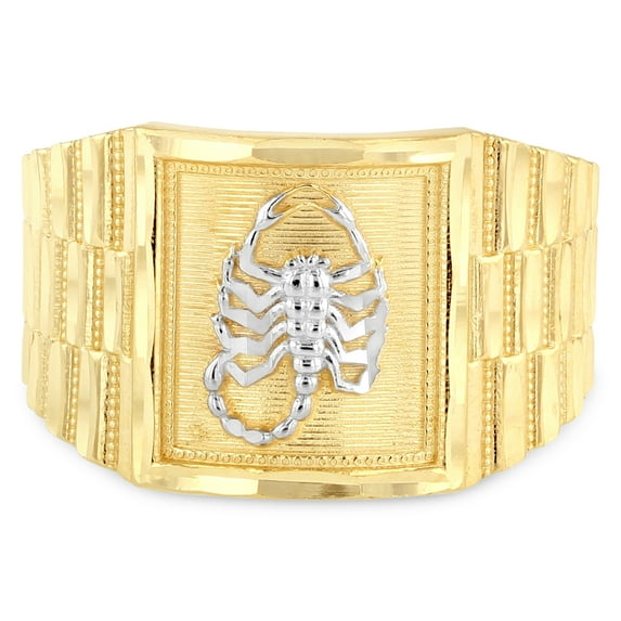Ioka - 14K Solid Yellow Gold 14MM Scorpion Men's Ring - Size 12.5