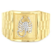 Ioka - 14K Solid Yellow Gold 14MM Scorpion Mens Ring - Size 5.5