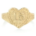 thumbnail image 1 of Ioka - 14K Solid Yellow Gold 15 Years Birthday with Heart Quinceanera Ring - Size 5.5, 1 of 4