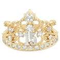 thumbnail image 1 of Ioka - 14K Solid Yellow Gold CZ 15 Years Quinceanera Birthday Crown Ring - Size 8.5, 1 of 5