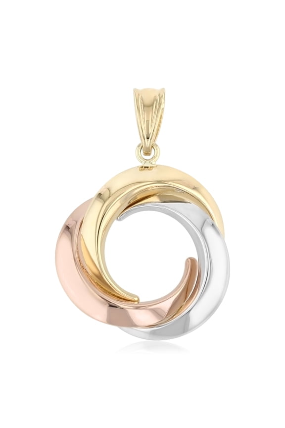 - 14K Tri Color Gold 3 Round Infinity Charm Pendant For Necklace or Chain