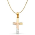 thumbnail image 1 of Ioka-14K Tri Color Gold Cross Stamp Charm Pendant with 3.4mm Hollow Cuban Chain Necklace - 22", 1 of 4