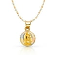 thumbnail image 1 of Ioka-14K Tri Color Gold Diamond Cut Our Lady of Guadalupe Stamp Charm Pendant with 1.5mm Valentino Chain Necklace - 24", 1 of 6