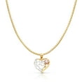 thumbnail image 1 of Ioka-14K Tri Color Gold Sweet 15 Years Quinceanera Heart Charm Pendant with 1mm Box Chain Necklace - 18", 1 of 6