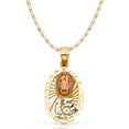 thumbnail image 1 of Ioka-14K Tri Color Gold Sweet 15 Years Quinceanera Virgin Mary Round Charm Pendant with 2.1mm Valentino Chain Necklace - 22", 1 of 7