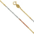 thumbnail image 1 of Ioka - 14K Tri Color Solid Gold 1.2mm Singapore Chain Necklace with Spring Ring Clasp - 24", 1 of 4