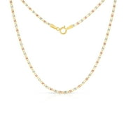 IOKA - 14K Tri Color Solid Gold 1.5mm Valentino Chain Necklace with Spring Ring Clasp - 18"
