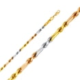 thumbnail image 1 of Ioka - 14K Tri Color Solid Gold 4mm Figarope Chain Bracelet with Lobster Clasp - 8", 1 of 4