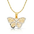 thumbnail image 1 of Ioka-14K Two Tone Gold Fancy Monarch Butterfly Charm Pendant with 1.2mm Singapore Chain Necklace - 18", 1 of 6