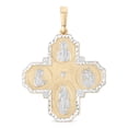 thumbnail image 1 of Ioka - 14K Two Tone Gold Jesus Christ Four-Way Cross Religious Square Edge Charm Pendant For Necklace or Chain, 1 of 6