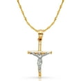 thumbnail image 1 of Ioka-14K Two Tone Gold Jesus Crucifix Cross Pendant with 1.2mm Singapore Chain Chain Necklace - 24", 1 of 4
