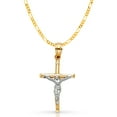 thumbnail image 1 of Ioka-14K Two Tone Gold Jesus Crucifix Cross Pendant with 1.9mm Figaro 3+1 Chain Chain Necklace - 16", 1 of 4