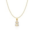 thumbnail image 1 of Ioka-14K Two Tone Gold Jesus Face Charm Pendant with 0.9mm Wheat Chain Necklace - 16", 1 of 4