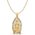 thumbnail image 1 of Ioka-14K Two Tone Gold Our Lady of Guadalupe Charm Pendant with 1.5mm Valentino Chain Necklace - 20", 1 of 7