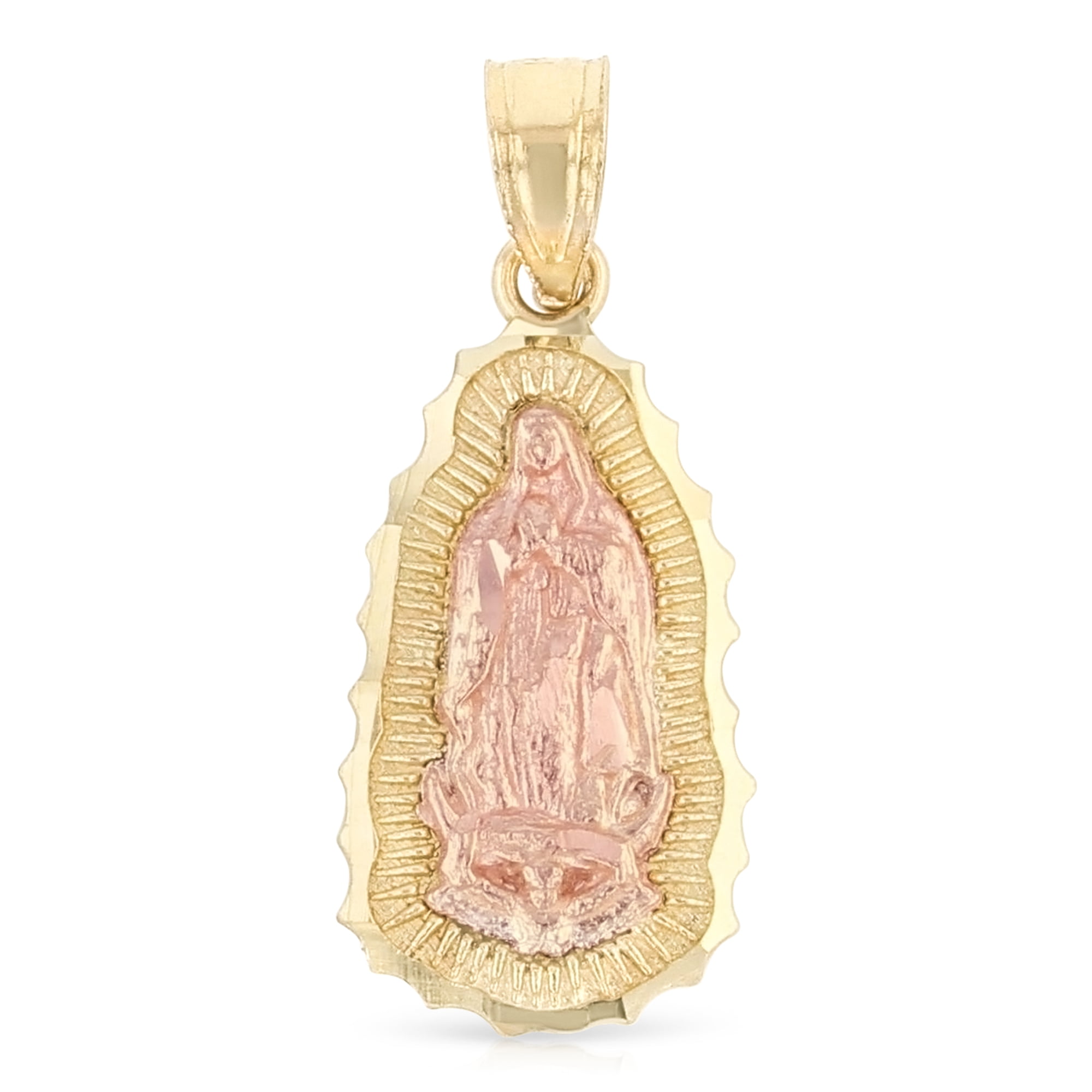 Ioka-14K Two Tone Gold Religious Our Lady of Guadalupe Charm Pendant ...
