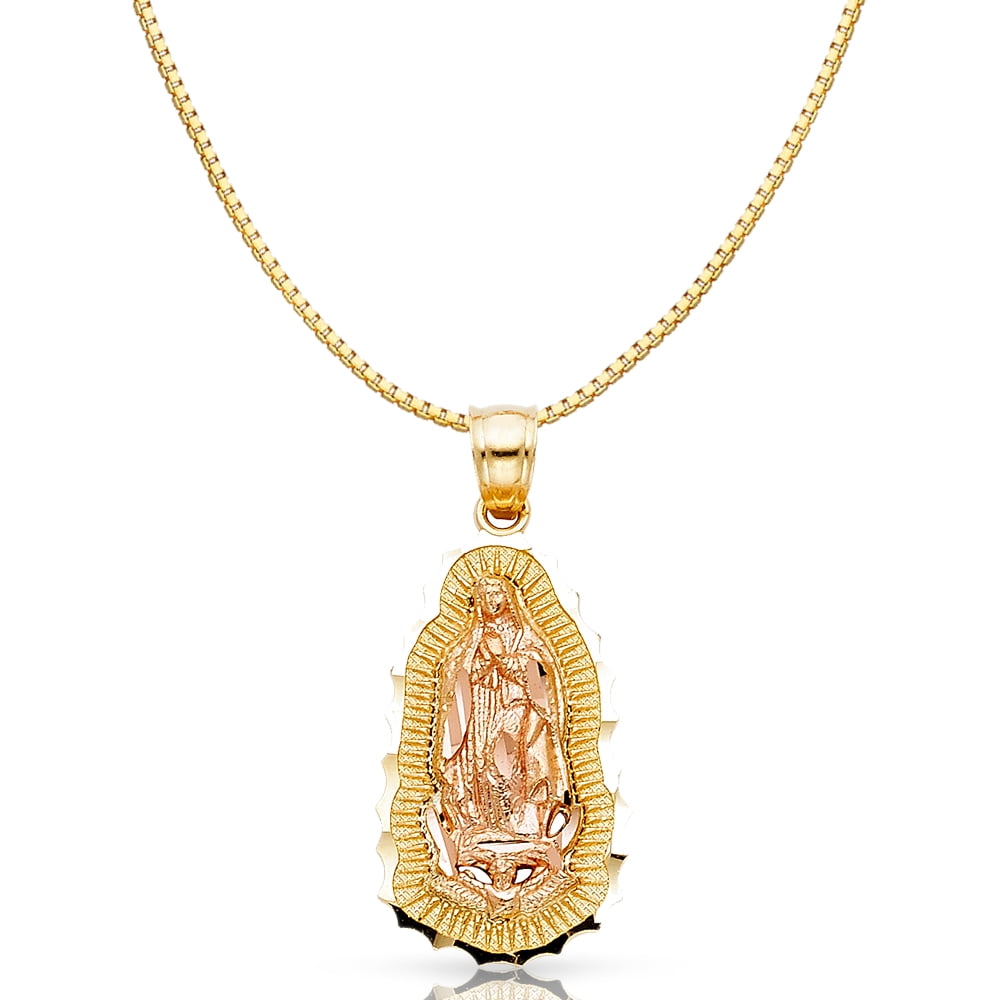 Ioka-14K Two Tone Gold Religious Our Lady of Guadalupe Charm Pendant ...