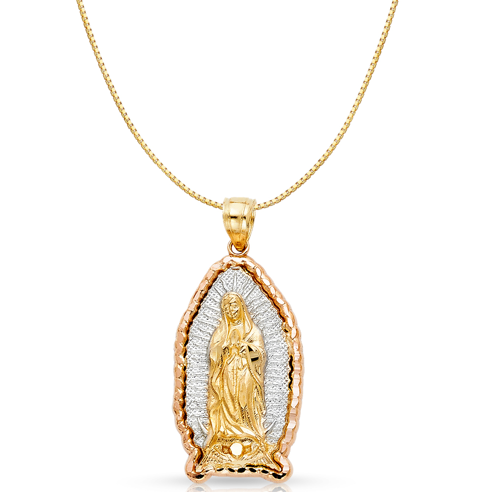 Ioka-14K Two Tone Solid Gold Religious Our Lady of Guadalupe Charm ...