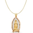 thumbnail image 1 of Ioka-14K Two Tone Solid Gold Religious Our Lady of Guadalupe Charm Pendant with 0.6mm Box Chain Necklace - 22", 1 of 5